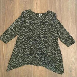 Women’s 14th & union women’s geometric print tunic top size small 3/4 sleeve
